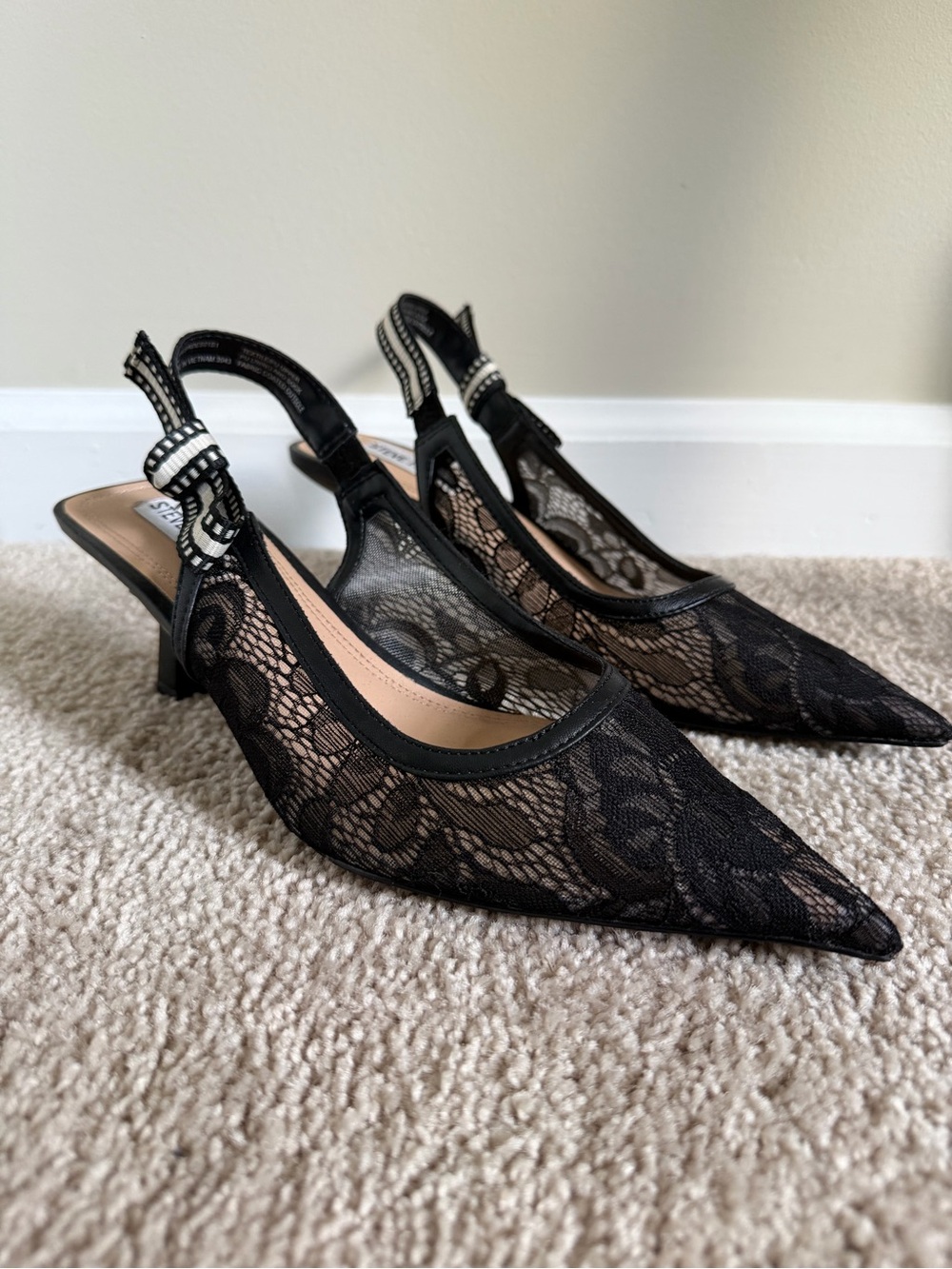 Steve MaddenBlack Lace Slingback Kitten Heel Pumps - Elegant Women's Dress Shoes